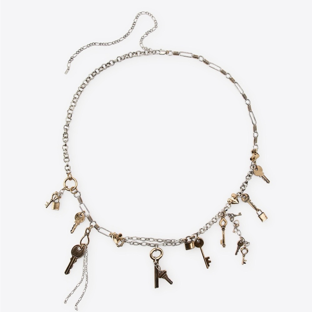 ZARA COMBINED METAL KEY CHARM BELT NWT